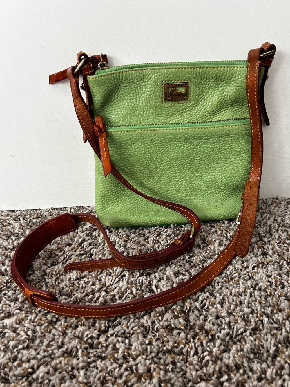 Dooney & Bourke Green Pebble Leather Crossbody Bag